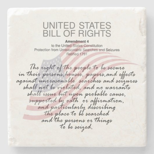 United Staaten Bill of Rights. Vierte Änderung Steinuntersetzer (Vorderseite)