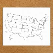 United Staaten Blankokarte US Kontur Poster