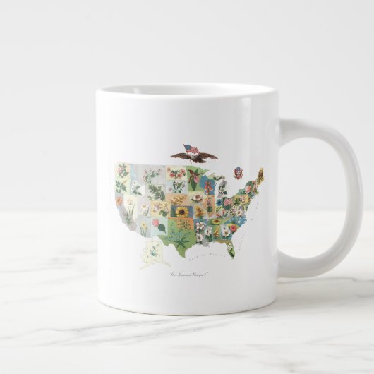 United Staaten Blume Map - Unser National Bouquet Jumbo-Tasse (Rechts)
