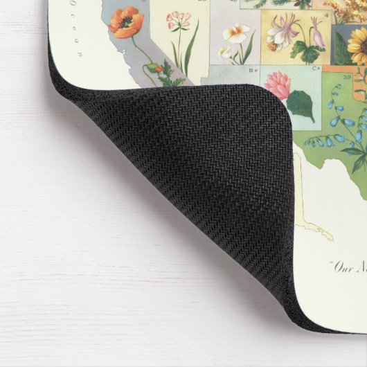 United Staaten Blume Map - Unser National Bouquet Mousepad (Ecke)