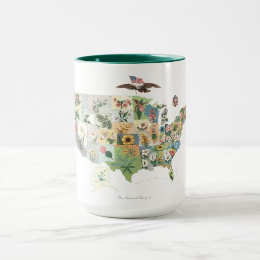 United Staaten Blume Map - Unser National Bouquet Tasse (Zentrum)