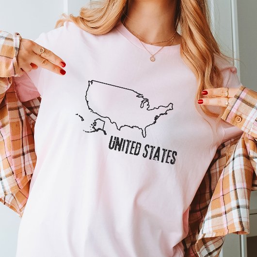 United Staaten Country Map USA Border Shape T-Shirt