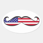 United Staaten Flag Mustache Ovaler Aufkleber (Vorderseite)
