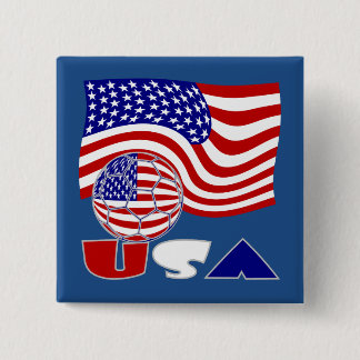 United Staaten Flag USA Soccer Ball Blue Hintergru Button