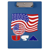 United Staaten Flag USA Soccer Ball Blue Hintergru Klemmbrett (Vorderseite)