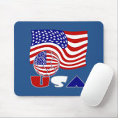United Staaten Flag USA Soccer Ball Blue Hintergru Mousepad (Mit Mouse)