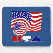 United Staaten Flag USA Soccer Ball Blue Hintergru Mousepad (Vorne)