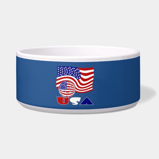 United Staaten Flag USA Soccer Ball Blue Hintergru Napf (Vorderseite)