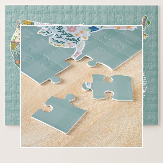 United Staaten Floral Pattern Map Puzzle