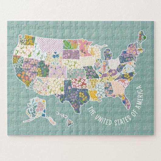 United Staaten Floral Pattern Map Puzzle
