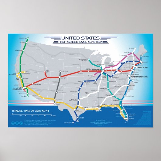 United Staaten High Speed Rail System Map v1.01 Poster (Vorne)