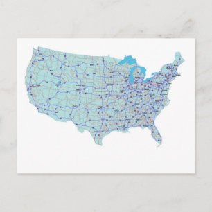 United Staaten Interstate Map Postcard Postkarte