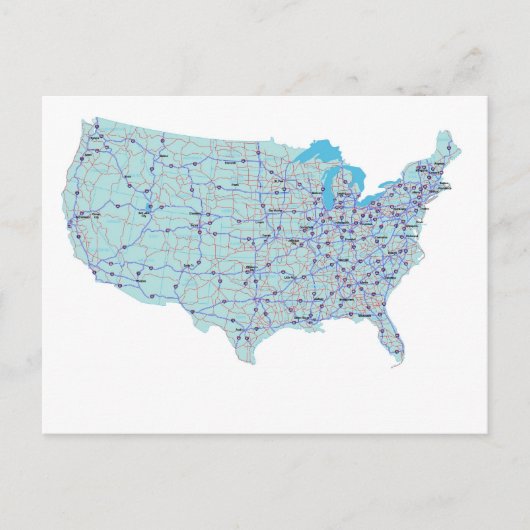 United Staaten Interstate Map Postcard Postkarte (Vorderseite)