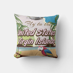 United Staaten Jungfrau Islands Vintage Reiseplaka Kissen