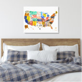 United Staaten License Plate Karte Wrapped Canvas Leinwanddruck (Insitu (Schlafzimmer))