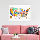 United Staaten License Plate Karte Wrapped Canvas Leinwanddruck (Insitu (Wohnzimmer))