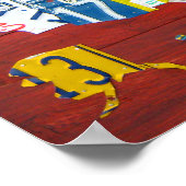 United Staaten License Plate Map 2011 Red Version Poster (Ecke)