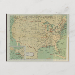 United Staaten Light-House Kontur Map 1896 Postkarte
