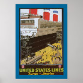 United Staaten Line, Leviathan bei Dock Poster (Vorne)