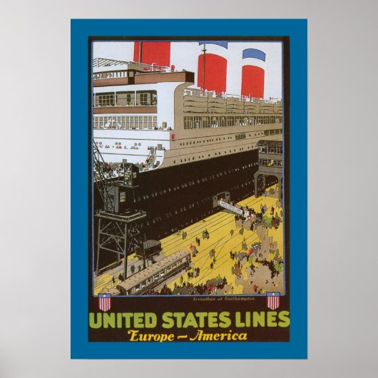 United Staaten Line, Leviathan bei Dock Poster (Vorne)