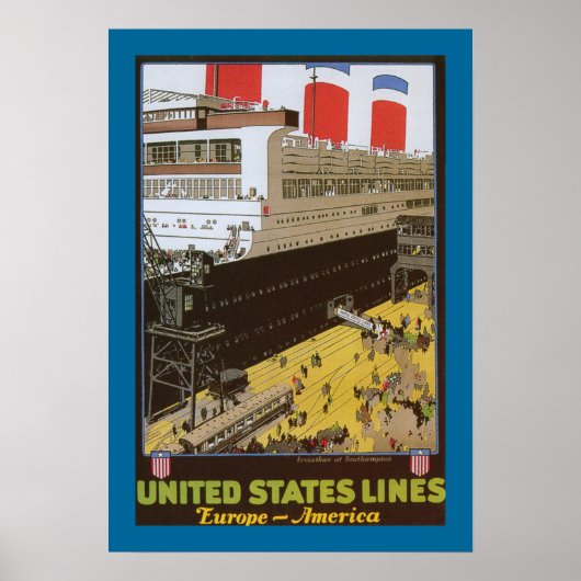 United Staaten Line, Leviathan bei Dock Poster (Vorne)