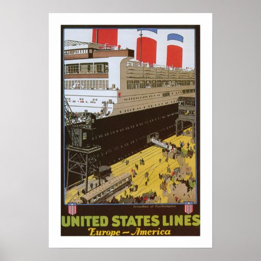 United Staaten Line, Leviathan bei Dock Poster (Vorne)