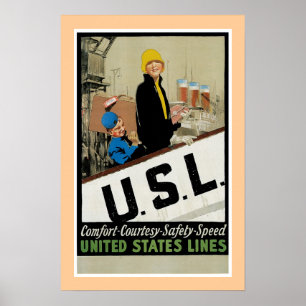 United Staaten Line U. S. L. Poster