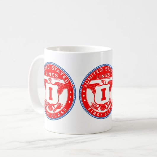 United Staaten Lines First Class Label Kaffeetasse (Vorderseite Links)