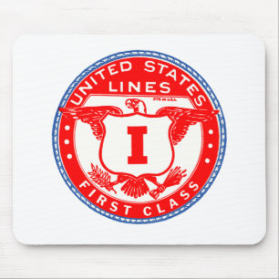 United Staaten Lines First Class Label Mousepad