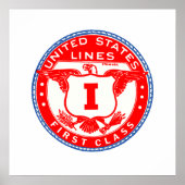 United Staaten Lines First Class Label Poster (Vorne)