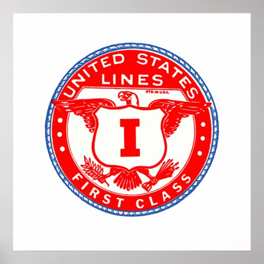 United Staaten Lines First Class Label Poster (Vorne)