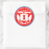 United Staaten Lines First Class Label Runder Aufkleber (Tasche)