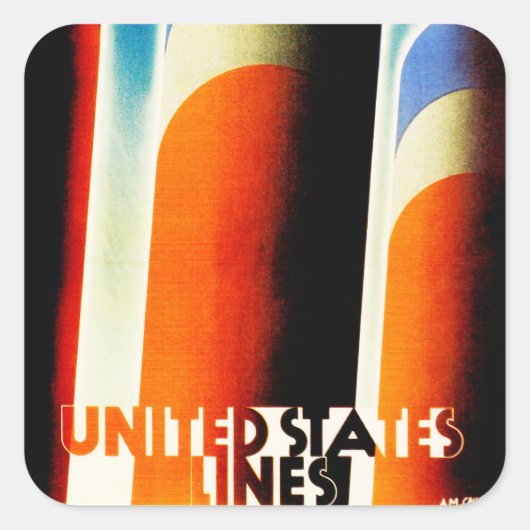 United Staaten Lines Quadratischer Aufkleber (Vorderseite)