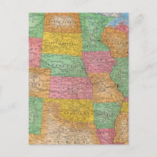 United Staaten Map 3 Postkarte (Vorderseite)