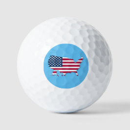 United Staaten Map and Flag Red White and Blue Golfball