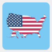 United Staaten Map and Flag Red White Blue Quadratischer Aufkleber (Vorderseite)