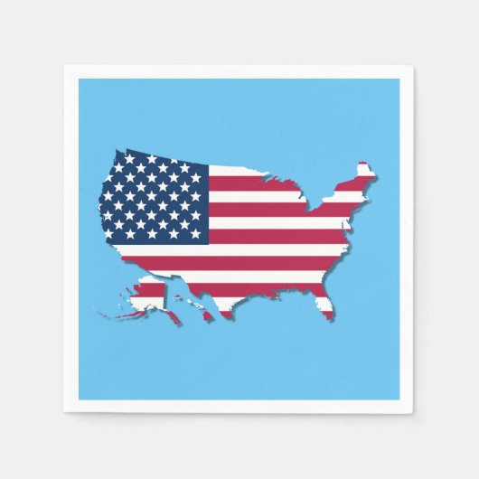 United Staaten Map and Flag White Red and Blue Serviette (Vorderseite)