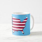United Staaten Map and Flag White Red Blue Kaffeetasse (VorderseiteRechts)