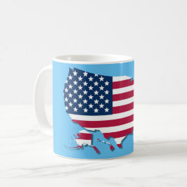 United Staaten Map and Flag White Red Blue Kaffeetasse