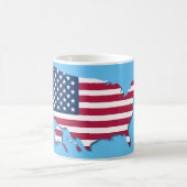 United Staaten Map and Flag White Red Blue Kaffeetasse (Mittel)