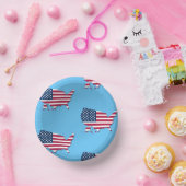 United Staaten Map and Flag White Red Blue Pattern Pappteller (Party)