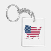 United Staaten Map and Flag White Red Blue Schlüsselanhänger (Vorderseite links)