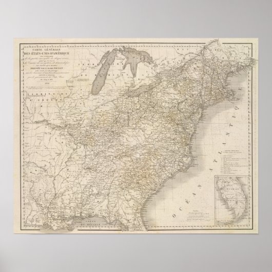 United Staaten Map mit den Siedlungen Poster (Vorne)