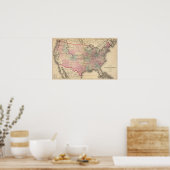 United Staaten Map mit Pony Express Route Poster (Küche)