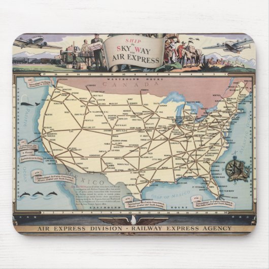 United Staaten Map Shipping the Skyway via Air Exp Mousepad (Vorne)