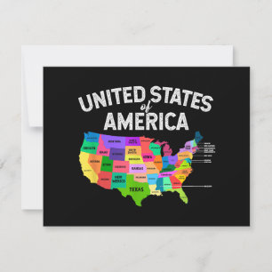 United Staaten Map T - Shirt US Reisegeschenk Einladung
