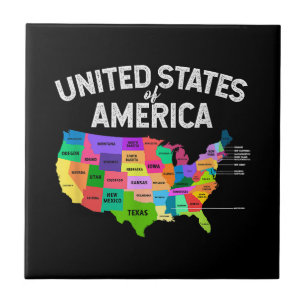 United Staaten Map T - Shirt US Reisegeschenk Fliese