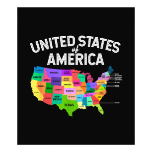 United Staaten Map T - Shirt US Reisegeschenk Fotodruck