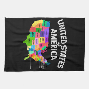 United Staaten Map T - Shirt US Reisegeschenk Geschirrtuch