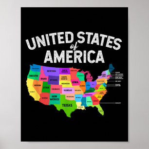 United Staaten Map T - Shirt US Reisegeschenk Poster
